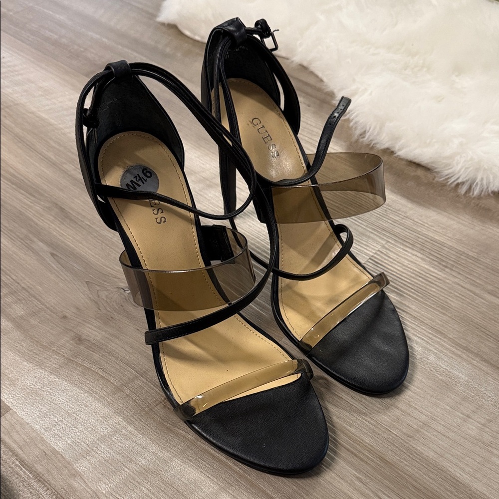 Guess Black and Transparent Strappy Heels